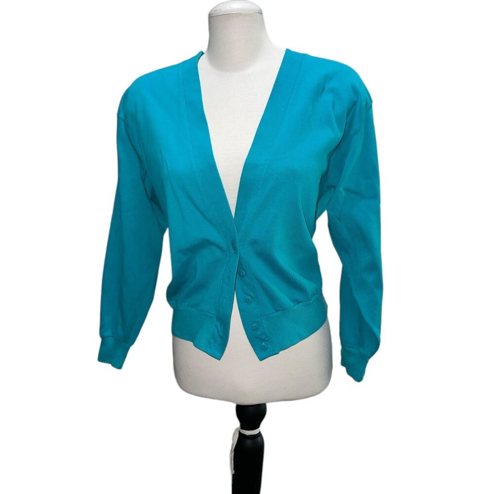 Land's End Vintage Button Front Deep VNeck Long Sleeve Cardigan Sz Small Womens